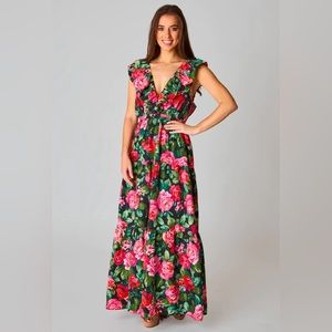 BUDDY LOVE CRAWFORD RUFFLE SLEEVE MAXI DRESS - ROSA, NWT, size S